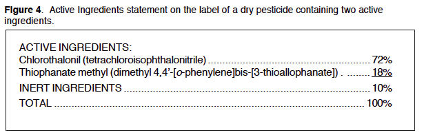 Figure 4. Active Ingredients statement on the label of a dry pesticide containing two active ingredients.