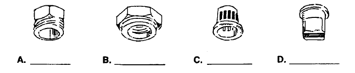 Four parts of nozzle: body, cap, strainer, tip.