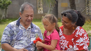 a child with her grandparents